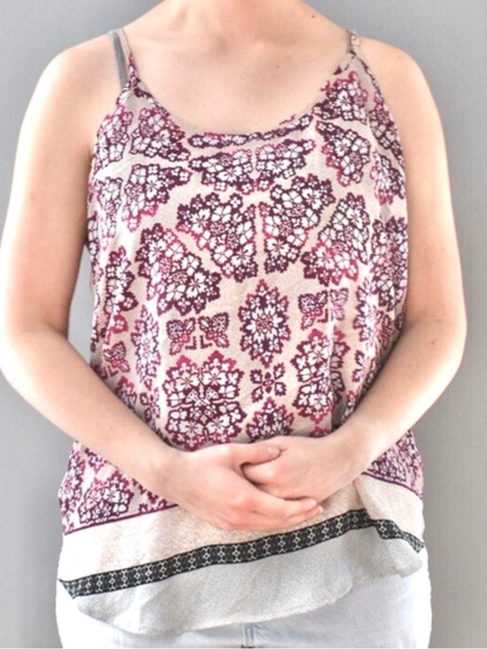 Violet & Claire Light Pink Floral Print Spaghetti Strap Tank Top size M